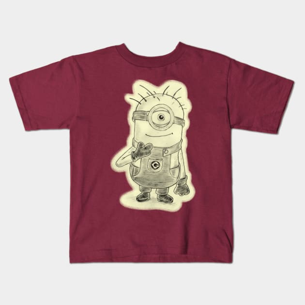 Kevin Minion Drawing Kids T-Shirt by Ricardo77